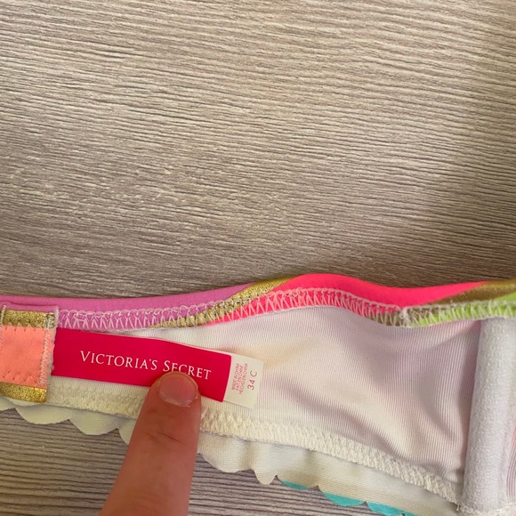 Victoria’s Secret rainbow stripped getaway bikini top 34c - Picture 2 of 16